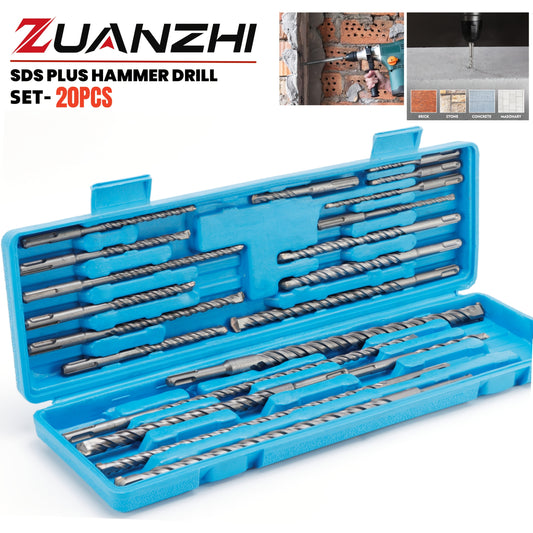 20pcs Set Garden Handle Rotary Hammer Drill Bit Chisel Set, Rotary Hammer Drill Bit Set, Cement Drill Bit, Impact Drill Bit, Rotary Hammer Steel Chisel, Masonry Wall Cement Punching