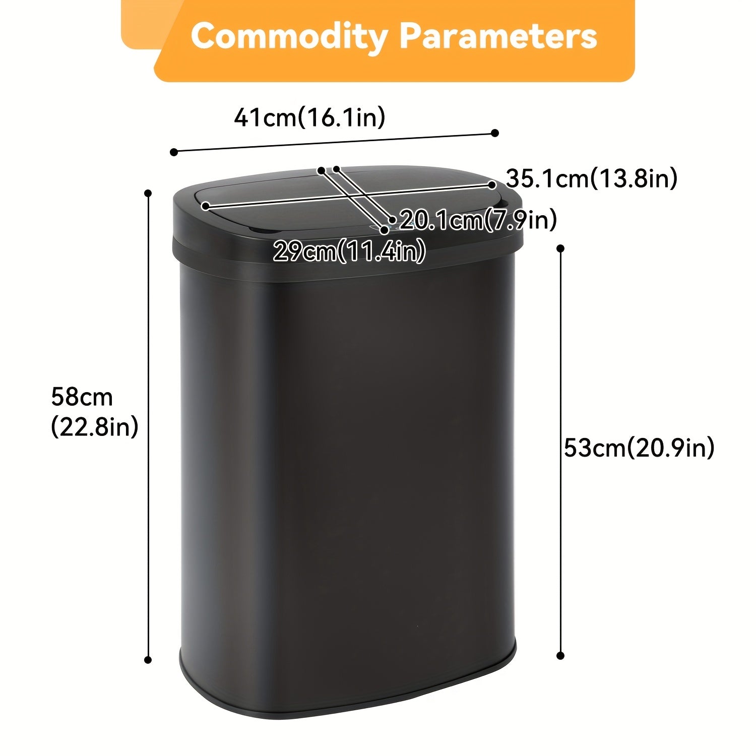 13 Gallon Stainless Steel Touchless Trash Can with Lid - Automatic Motion Sensor Kitchen Garbage Can 50L Anti-Fingerprint Mute Design Waste Bin for Home & Kitchen Organization