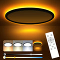 12In LED Flush Mount Ceiling Light Fixture with Remote Control, Nightlight 1800K Warm, 3000K-6500K Adjustable, Low Profile Ceiling Lights for Bedroom, Kitchen, Living Room, Hallway, Black