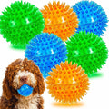 Squeaky Dog Toy Balls (4/6 Pack) Puppy Chew Toys for Teething, BPA Free Non-Toxic, Spikey Dog Balls for Medium, Large & Small Dogs, Durable Toys for Aggressive Chewers