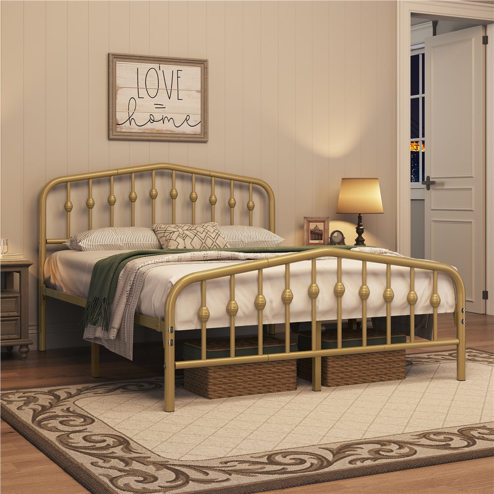 Metal Platform Bed Frame with Arched Headboard Footboard Queen Full Twin No Box Spring 800 lb Capacity Underbed Storage - ALDEN DESIGN Modern Bed, Black White, Canada