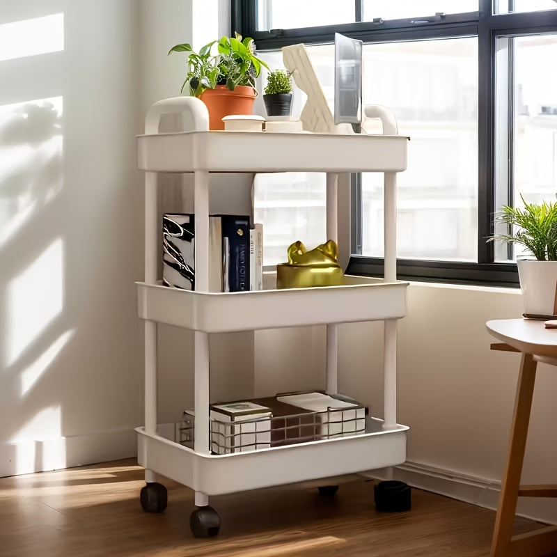 3/4 Multi-Layer Small Cart Storage Rack, Making The Space Cleaner, Equipped with Rollers for Easy And Flexible Movement, And Can Be Easily Adjusted According to Usage Needs, Providing Convenience for Home Storage And Space Utilization