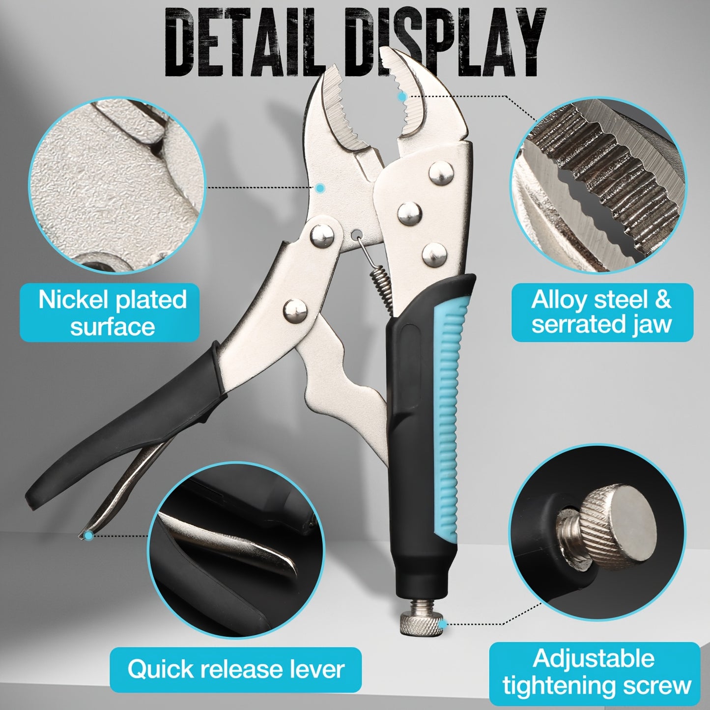 6-Piece Locking Pliers Set – Vice Grips 5", 7" & 10", Long Nose Pliers 6.5" & 9.5", C-Clamp | Professional WPM Tool Kit for Home, Auto & Workshop | ShopVora CA