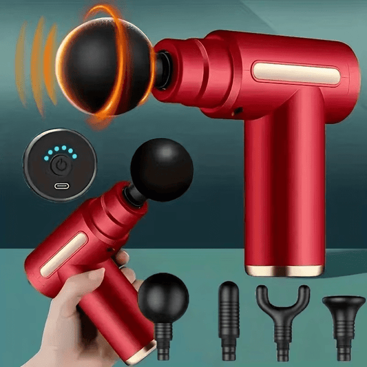 1pc Powerful Cordless Massage Gun with LED Display - Deep Tissue Muscle Relaxer, 4 Interchangeable Heads, 1200mAh Lithium Battery, Speed/Mode Settings, -C Fast, Durable & Portable for Home, Gym, Travel - Ideal for Back, Neck, Leg, Arm - Ideal Gift