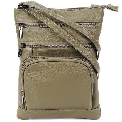 Genuine Leather Shoulder Bag with Adjustable Strap – Multifunctional Messenger Crossbody Handbag with Smartphone Pocket | Regular & Plus Sizes | 10 Colours | ShopVora CA