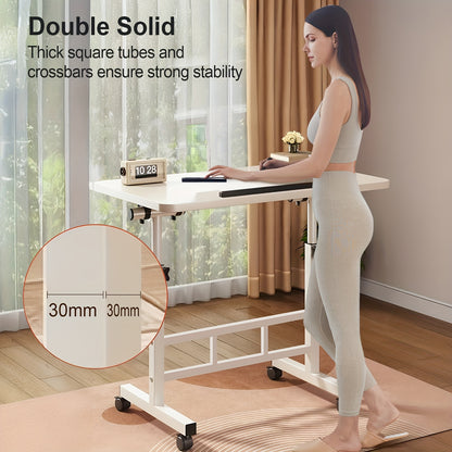 Adjustable Height Folding Desk with 360° Sliding Tabletop Space-Saving Lift Table for Bed Office Dorm Wood Metal Frame Foldable Portable Laptop Desk Black White Canada