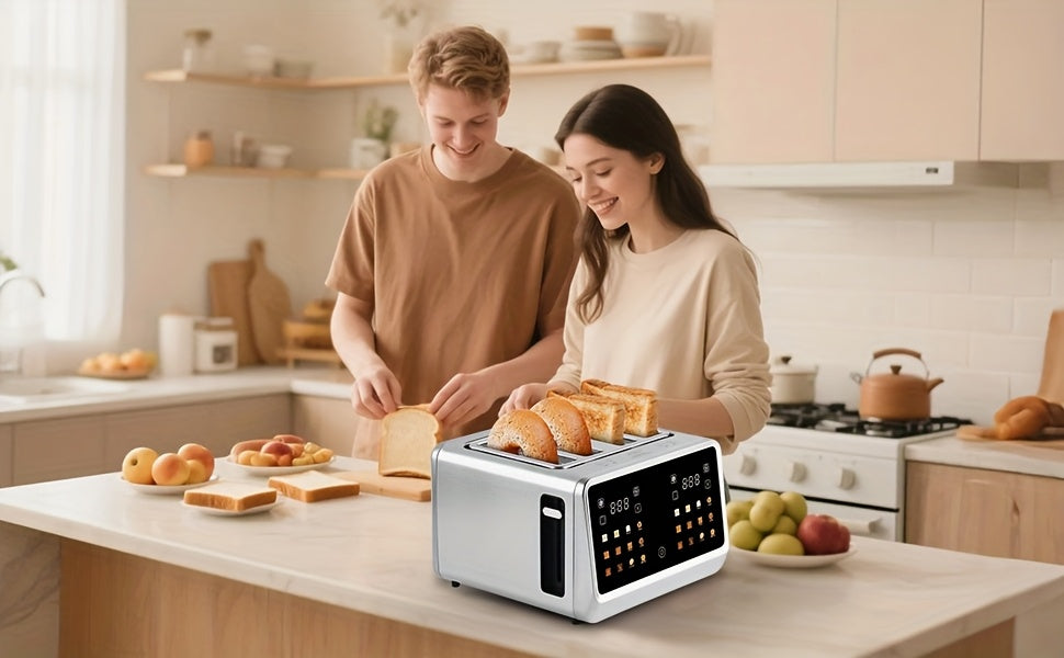Toaster Oven 24-Slice Touch Screen with LCD Display – 6 Bread Types, 6 Browning Settings, Bagel Defrost Cancel, Stainless Steel Extra-Wide Countertop Toaster Oven for Canadian Kitchens