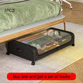 Under-bed Storage Cabinet on Wheels, 1-pack/2-pack Under-bed Storage Container, Under-bed Shoe Rack with Transparent Window and Label, Rolling Under-bed Metal Drawer for Storing Clothes, Shoes, Etc., Under-Bed Storage