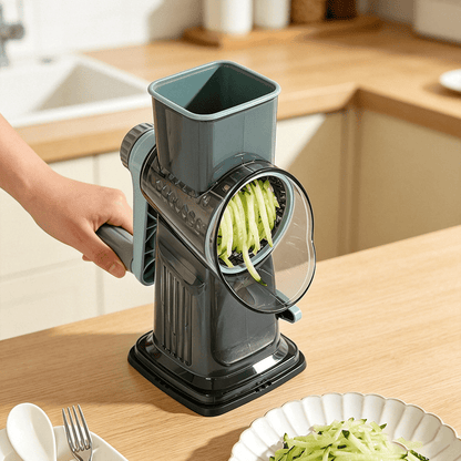 4-Piece Hand-Crank Drum Vegetable Cutter & Slicer – Manual Multi-Functional Kitchen Vegetable Chopper with Interchangeable Drums for Shredding, Slicing & Grating