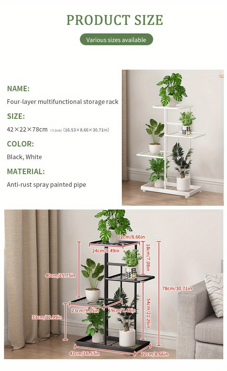 Iron Plant Stand & Flower Shelf - 4/5/6 Layer for Potted Plants, Flower Pots & Garden Decor. Space-Saving Organizer Perfect for Balcony, Living Room, Patio & Home Display.