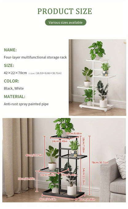 Multi-Tier Iron Plant Stand with Flower Shelf – 4, 5 & 6 Layer Indoor Outdoor Planter Rack for Potted Plants, Balcony, Patio, Living Room & Garden Display