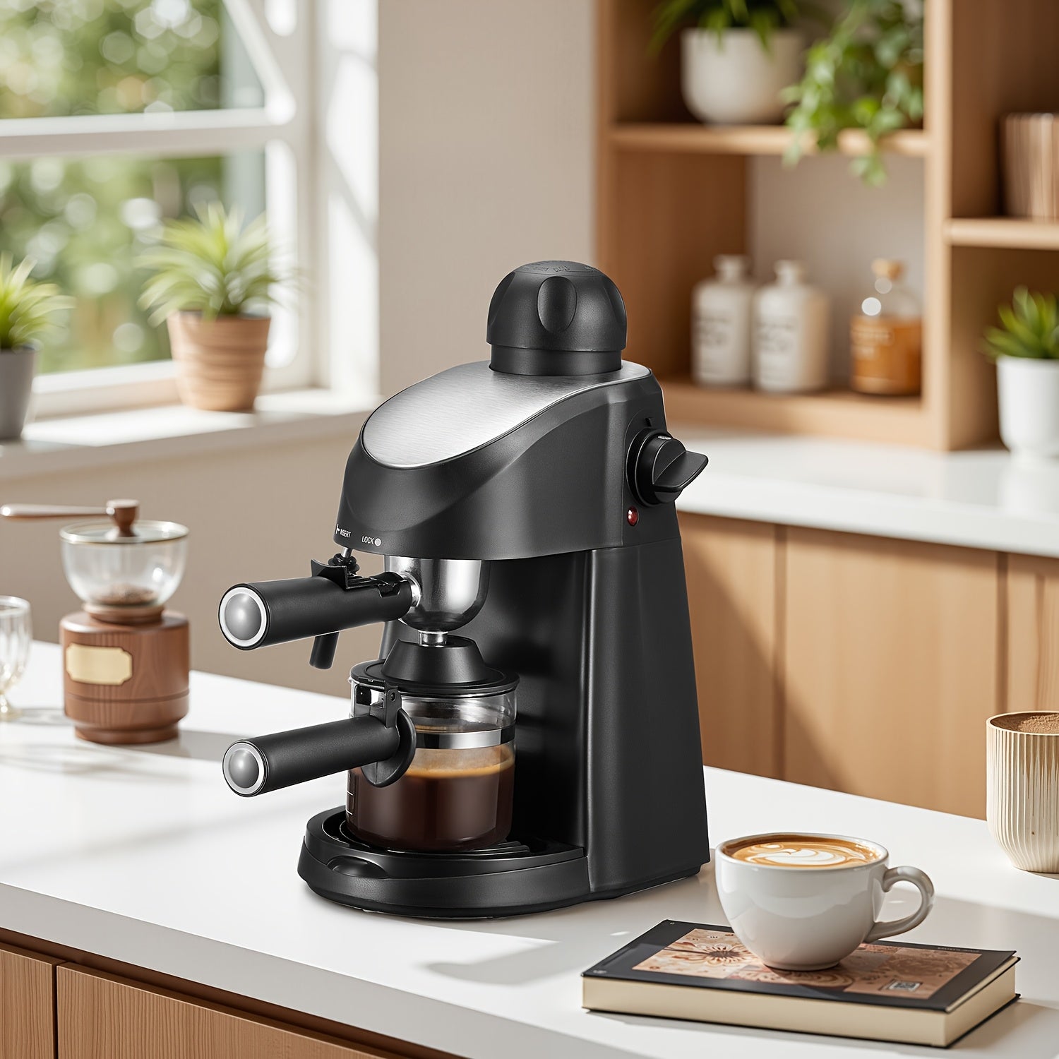 Espresso Machine, 3.5Bar Espresso Coffee Maker, Espresso And Cappuccino Machine with Milk Frother, Espresso Maker with Steamer (Black)