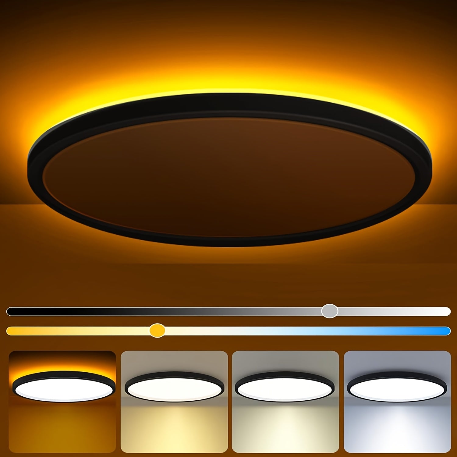 LED Flush Mount Ceiling Light 12 Inch with Remote Control – Dimmable 10-100%, 3-Colour Temperatures 3000K-6500K + 1800K Night Light | Low Profile Eye-Care Flicker-Free for Bedroom Kitchen Hallway, Black
