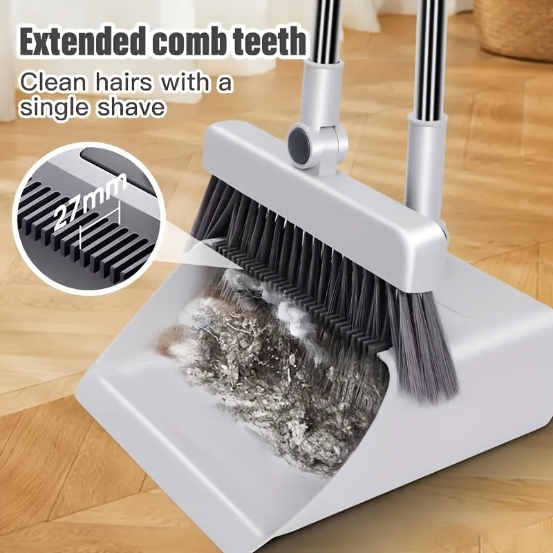 3-in-1 Folding Broom, Dustpan & Floor Brush Set – Soft Bristles, Long Handle, Compact Storage | Efficient Hair-Free Cleaning for Home, Office & Dorm | Space-Saving Cleaning Essential | ShopVora CA