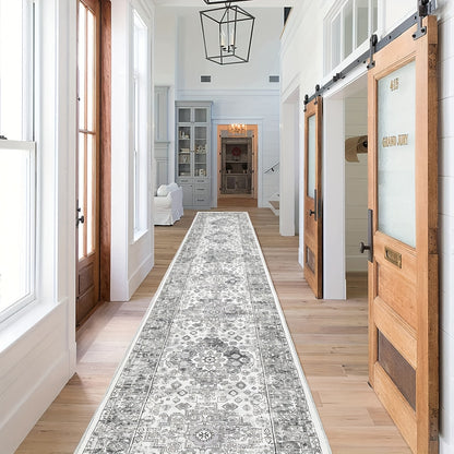 Washable Boho Runner Rug with Non-Slip Rubber Backing – Soft Farmhouse Hallway Carpet for Entryway, Kitchen, Laundry Room & Bathroom | Multiple Sizes | ShopVora CA