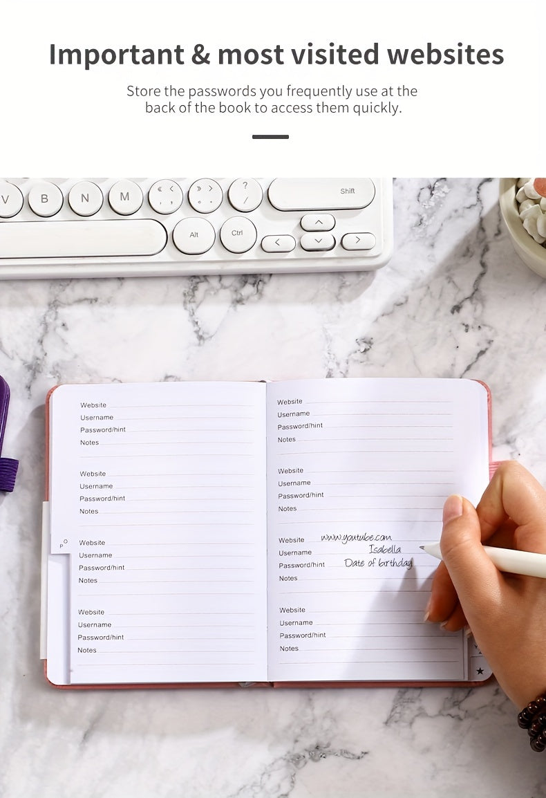 Password Book A6 Pocket-Sized, Internet Password Log Book with Alphabetical Letter Labels, Website Login Address Keeper & Organizer for Seniors Adults – Small Discreet Password Notebook