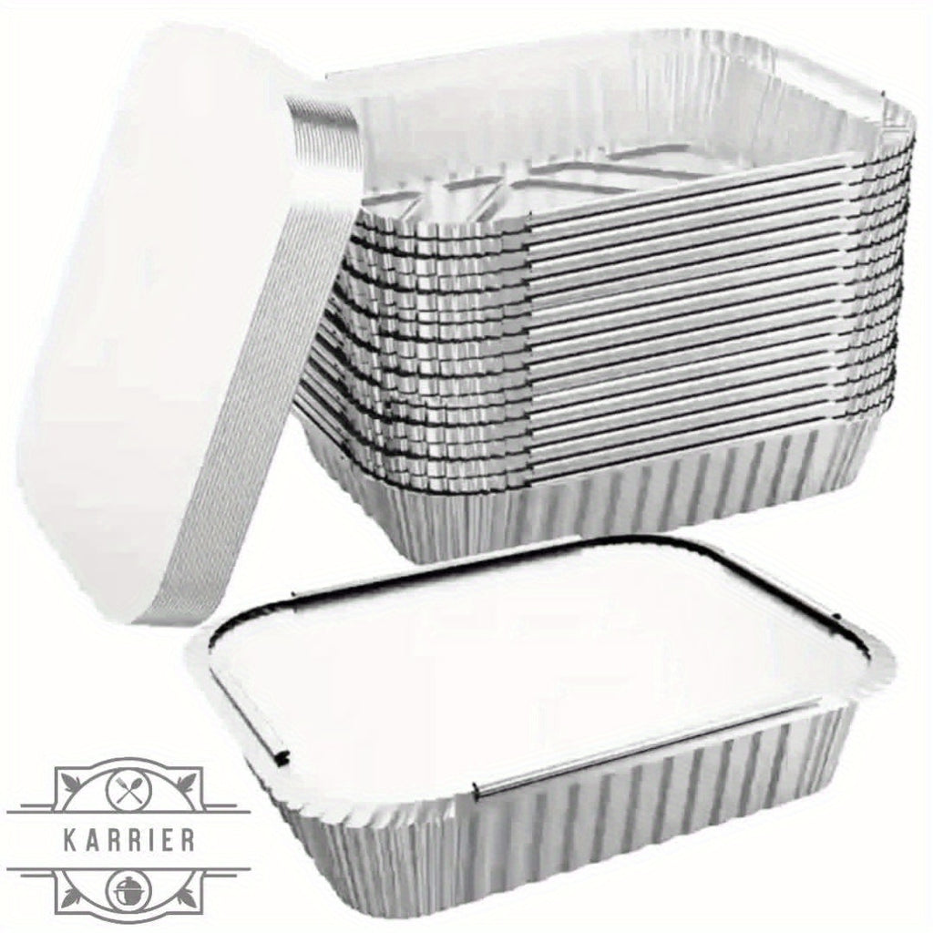 40pcs, 20 Paper Lids and 20 Boxes, Baking Pan Kitchen Accessories, Aluminum Pans with Lids, 7.2" X 5.3" - Disposable Foil Pans with Plates and Cardboard Lids - for Mother's Day, Meal Prep and Freezing, Takeout, Lunch Boxes, Cooking Food