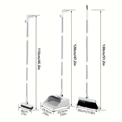 3-in-1 Folding Broom, Dustpan & Floor Brush Set – Soft Bristles, Long Handle, Compact Storage | Efficient Hair-Free Cleaning for Home, Office & Dorm | Space-Saving Cleaning Essential | ShopVora CA