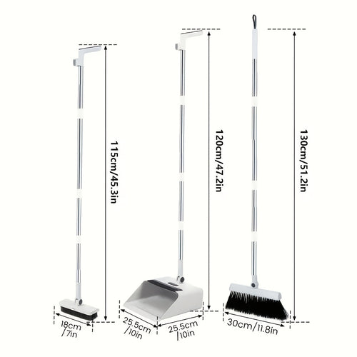 3-in-1 Folding Broom, Dustpan & Floor Brush Set – Soft Bristles, Long Handle, Compact Storage | Efficient Hair-Free Cleaning for Home, Office & Dorm | Space-Saving Cleaning Essential | ShopVora CA