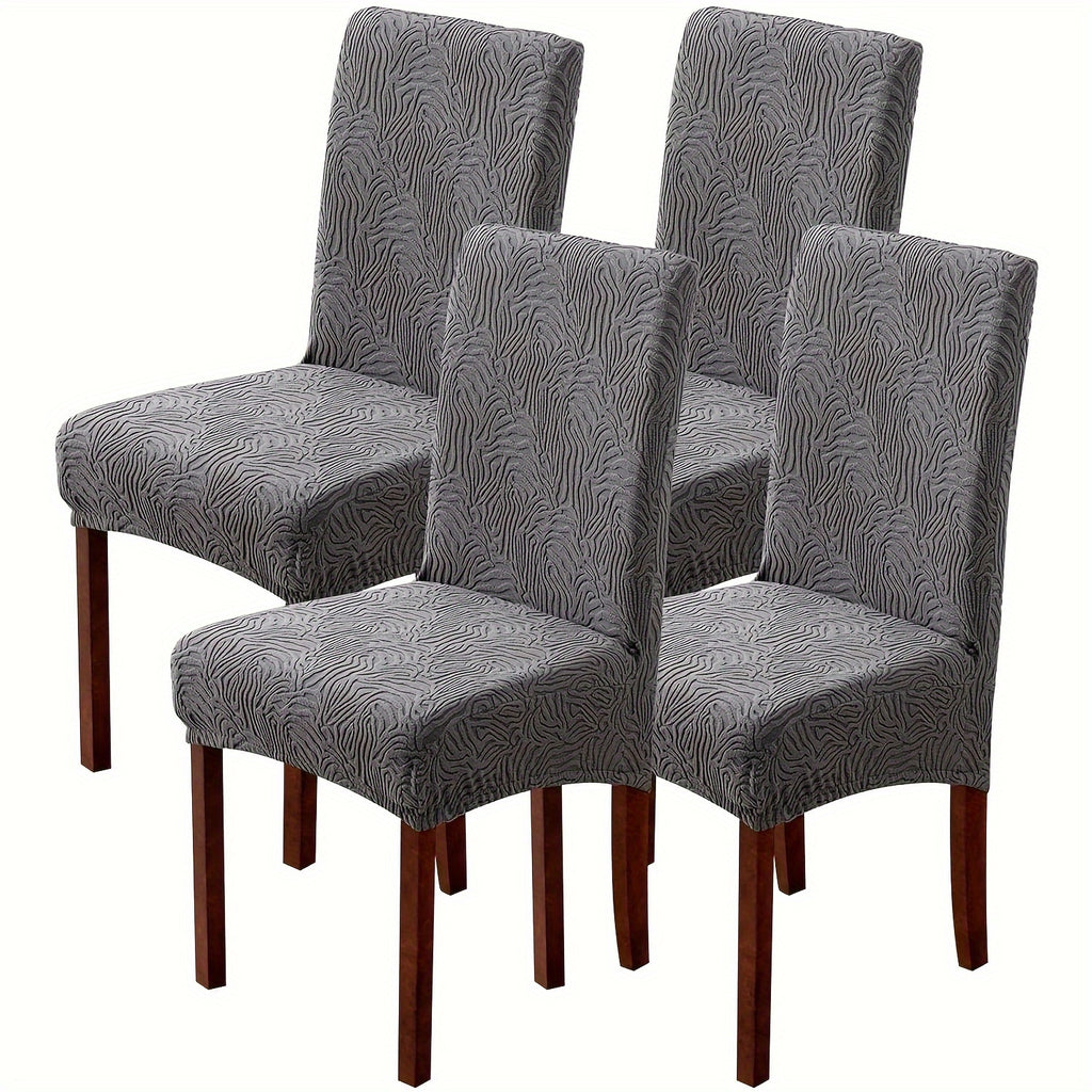 4/6pcs Waterproof Chair Covers for Dining Room, Stretch Jacquard Dining Chair Slipcovers Removable Washable Chair Protector for Kitchen, Hotel, Restaurant