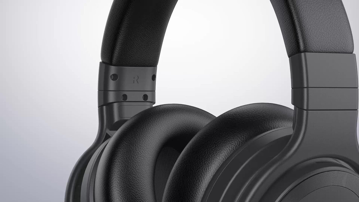 Over-Ear ANC Headphones 32dB Noise Cancelling – Wireless Bluetooth, 30H Playtime, Rich Bass, Built-in Mic, Memory Foam Ear Pads, Adjustable Headband – Black, Red, Blue, Green, Pink & Yellow