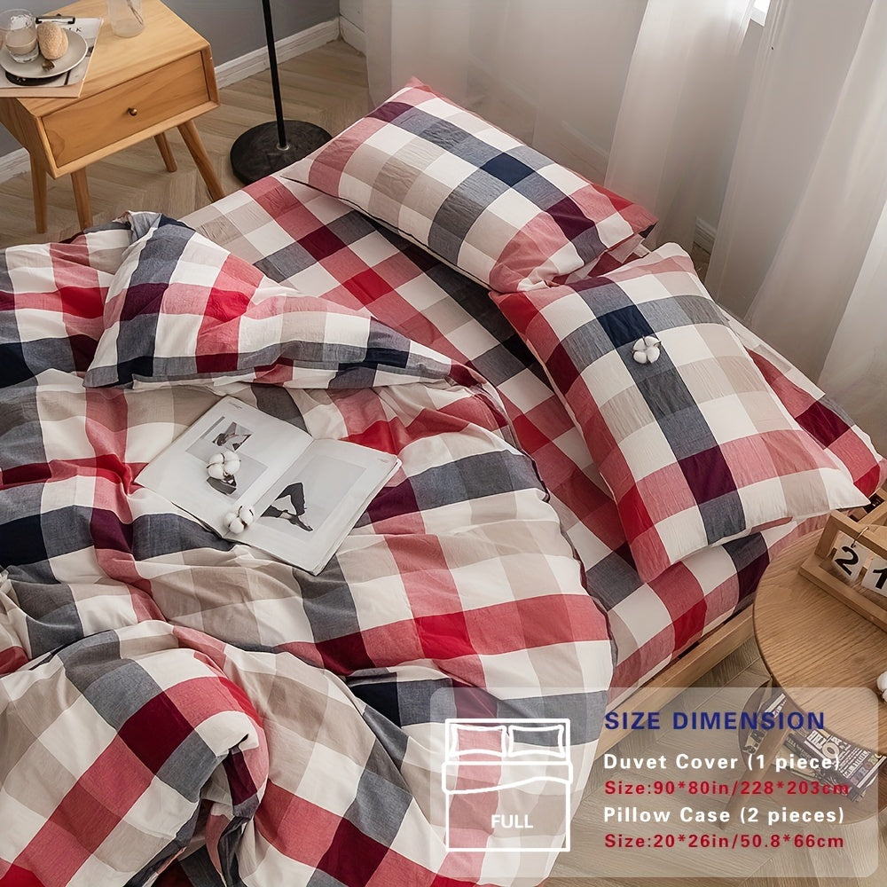 100% Washed Cotton Duvet Cover Set – Breathable, Durable & Ultra-Soft Comfy Bedding Set for All Seasons, Multiple Sizes & Colours