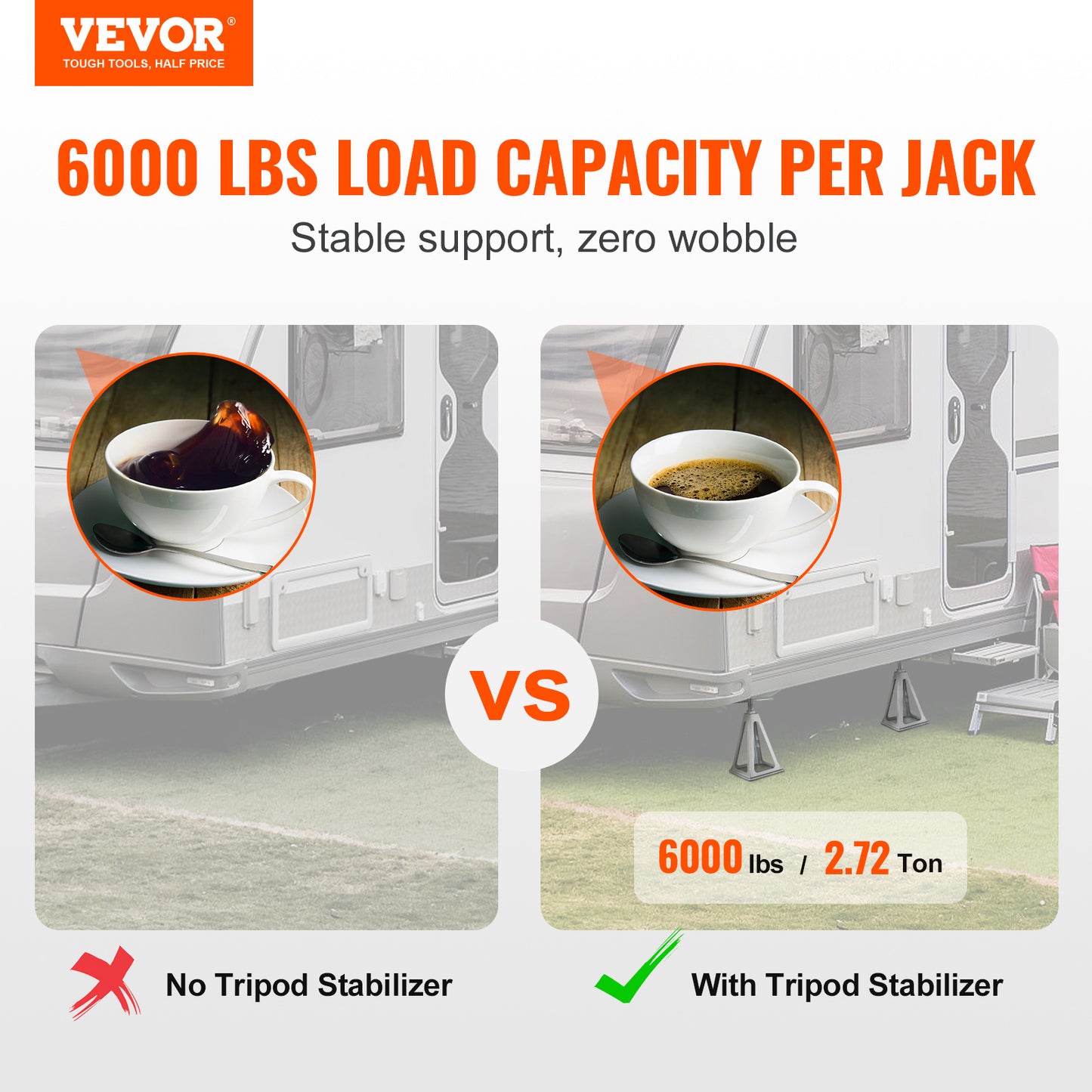 RV Stabilizer Jacks 4-Pack Aluminum Adjustable 11–17 Inch – 6000 Lbs Capacity Leveling Stack Jacks for RV Travel Trailer Camper (VEVOR)