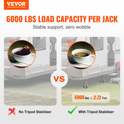 RV Stabilizer Jacks 4-Pack Aluminum Adjustable 11–17 Inch – 6000 Lbs Capacity Leveling Stack Jacks for RV Travel Trailer Camper (VEVOR)