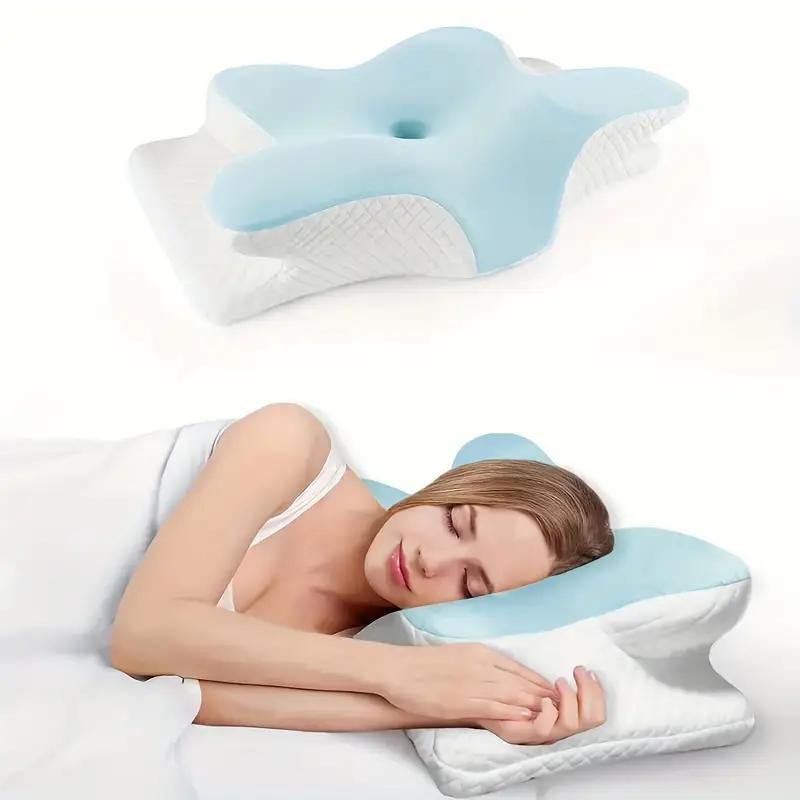 Memory Foam Cervical Neck Pillow Butterfly Shaped Orthopedic Slow Rebound, Ergonomic Neck Support for Back Side Stomach Sleepers – Neck & Shoulder Pain Relief Pillow