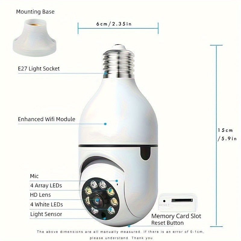 Black Friday 2pcs Ease Life APP-Light Bulb 5GHz Security Cameras Indoor Outdoor Wireless WiFi Camera, 360 Degree, E27 Light Socket Screw In Security Cameras for Home Security Safe Cam Lightbulb Cameras, HD 1080P, Full Color Night Vision, Motion