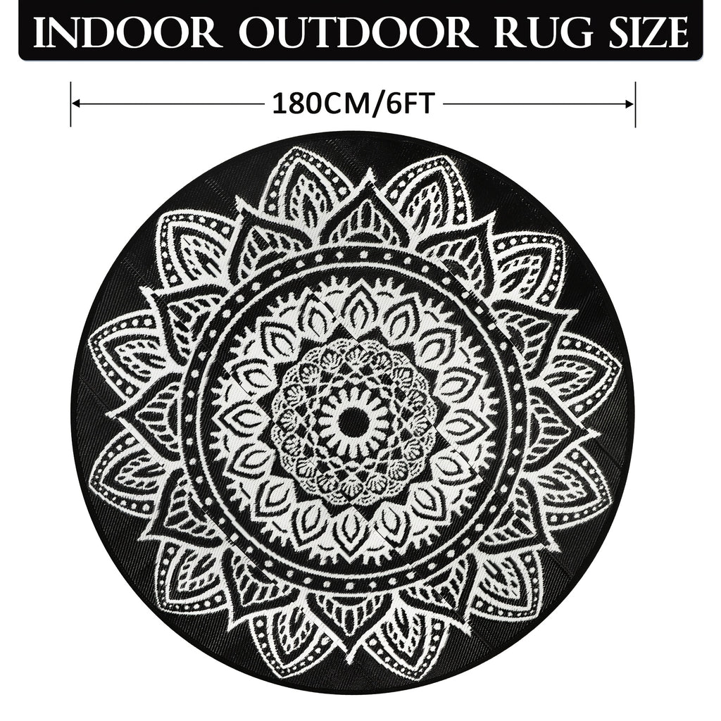 1pc Round Outdoor Rug, Boho Outdoor Carpet Patio Rugs Outdoor Circle Rug Reversible Outdoor Patio Rug Lightweight Portable Outdoor Area Rug For Patio Balcony Camping