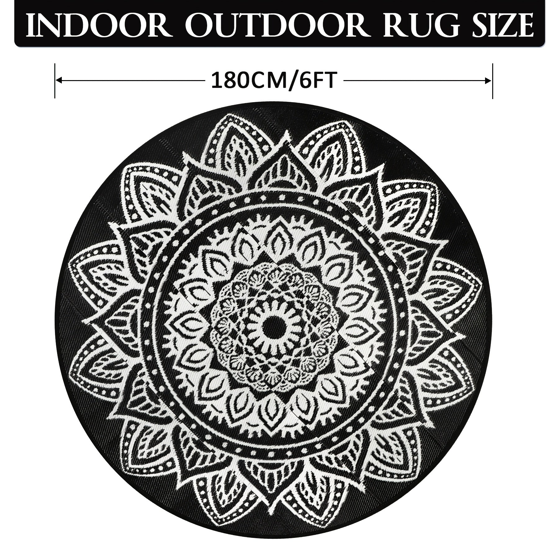 1pc Round Outdoor Rug, Boho Outdoor Carpet Patio Rugs Outdoor Circle Rug Reversible Outdoor Patio Rug Lightweight Portable Outdoor Area Rug For Patio Balcony Camping