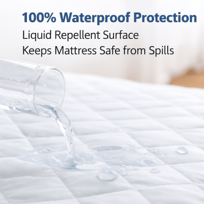 18-Inch Deep Grip Waterproof Mattress Protector – Soft Quilted Noiseless Fitted Cover with Liquid Shielding, Secure Stretch Fit, Machine Washable – Twin Full Queen King
