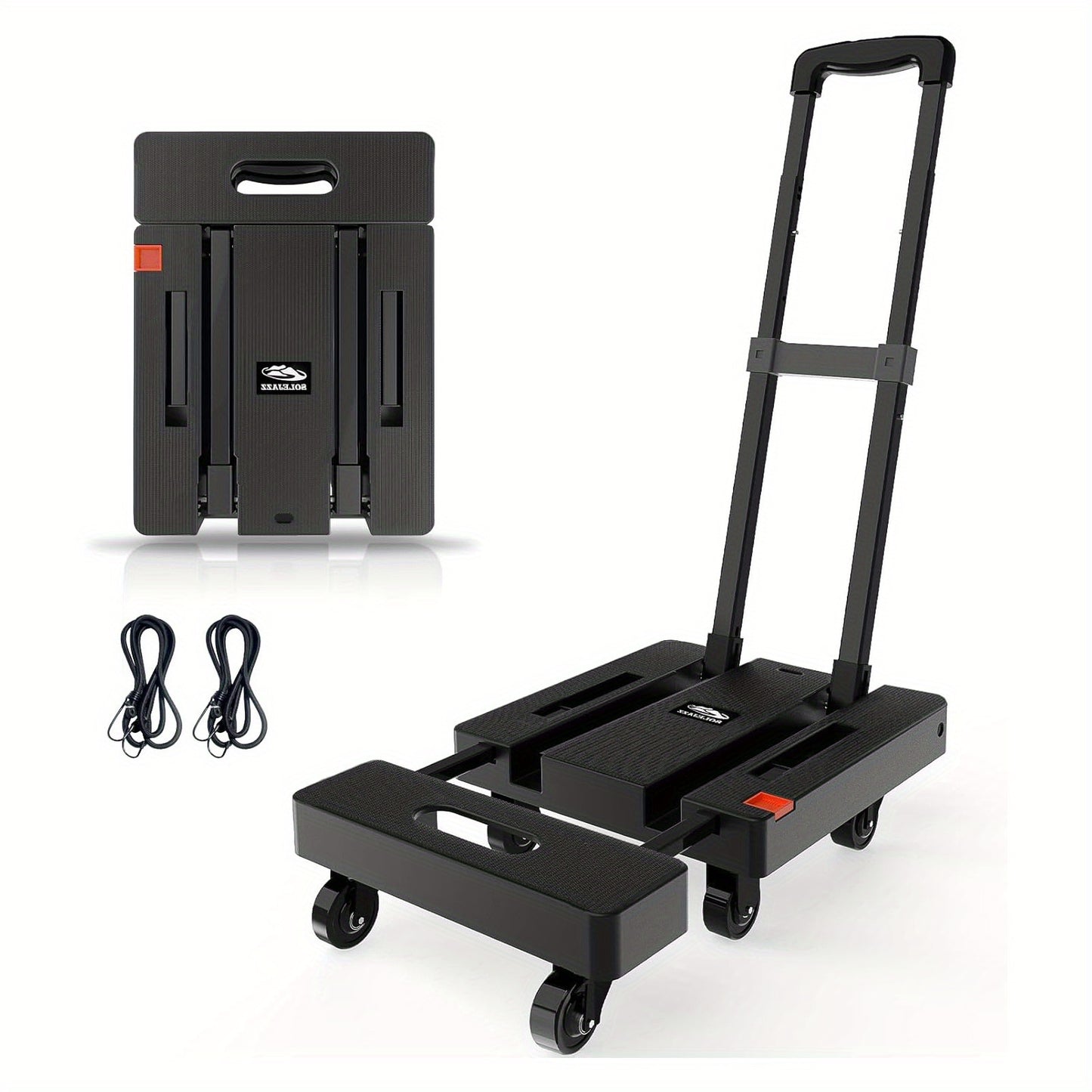 Foldable Hand Truck 500LB Capacity, Convertible Handcart with Extendable Adjustable Handle & 4 Wheels, Portable Folding Dolly Cart for Home Office Yard Moving Warehouse – Heavy Duty Material Handling