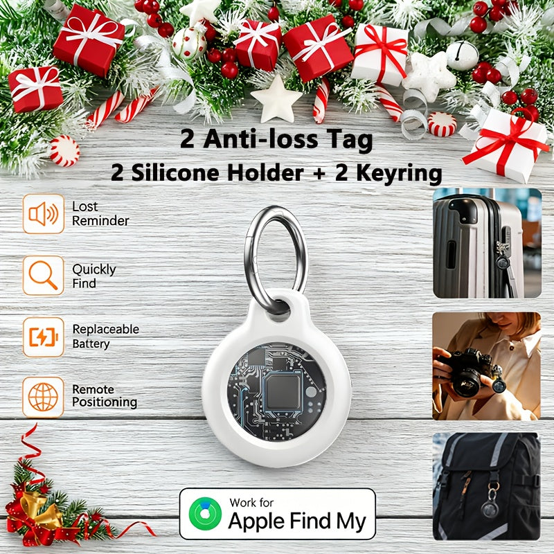 AirTag Holder with Keyring & Silicone Case – 1/2/3/4/6 Pack Item Finder Tracker, Works with Apple Find My, 1-Year Battery, Anti-Loss for Keys Luggage Wallet – White, Black, Pink & Green