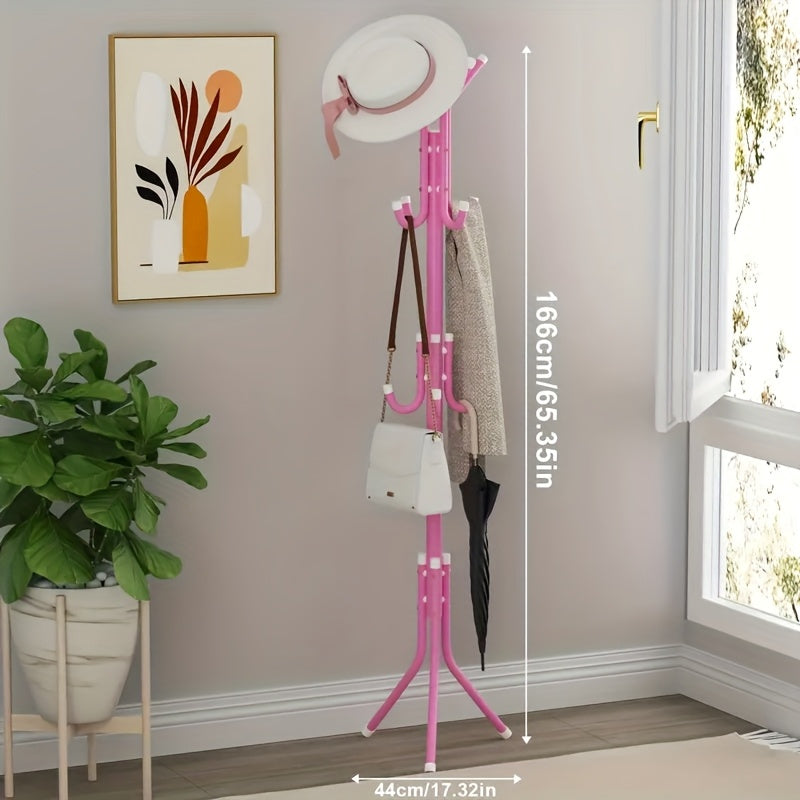 Black Freestanding Coat Rack with 9 Hooks – Adjustable Metal & Plastic Garment Organizer for Office, Dressing Room, Bedroom, Classroom, Living Room, Bathroom, Hallway – Easy Assembly, Entryway Organizer | Minimalist Design | Durable Construction, Clothes