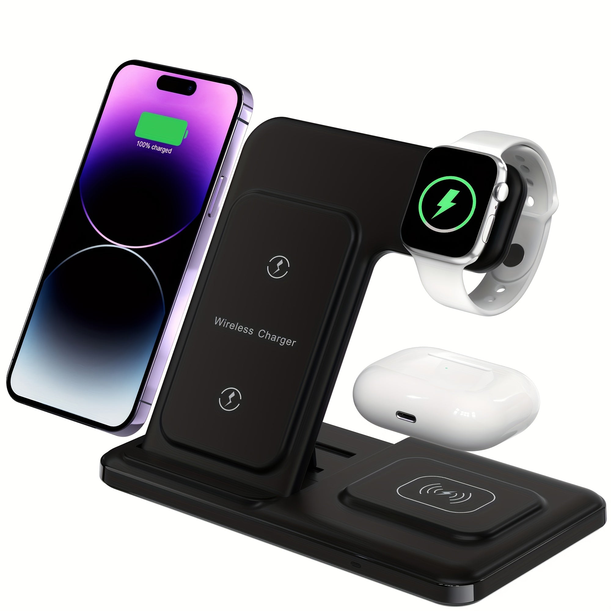 Neohost - 3-in-1 Wireless Charging Station for iPhone: Compatible with Phone 17, 16, 15 Pro Max, 13, 12, 11, Watch Series 10, 9, 8, 7, 6, 5, 4, 3, 2 & Ultra Models, Auto Accessories