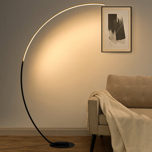 Arched Floor Lamp 65" with Remote – Dimmable LED Colour Changing Standing Reading Lamp, Curved Black Ambient Light for Bedroom & Living Room