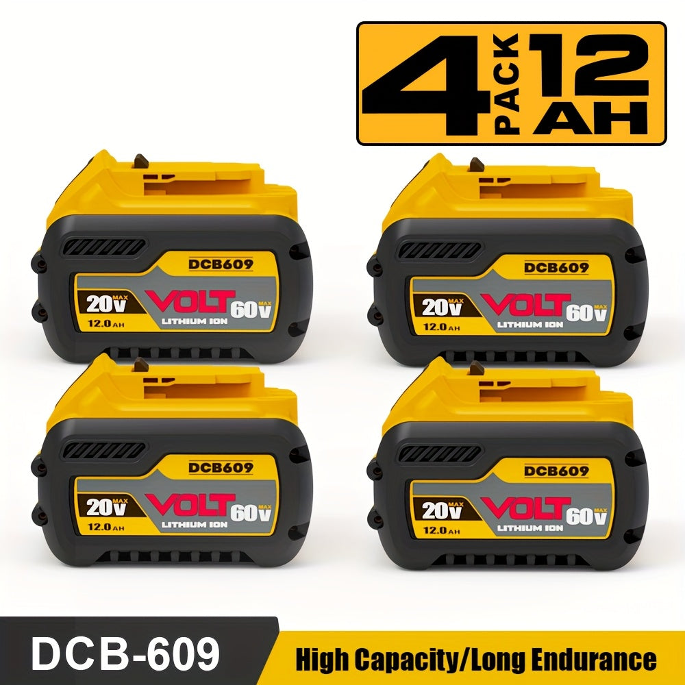 DeWalt 20V 60V MAX Replacement Battery 12.0Ah – DCB609 Compatible, Works with DCB606 DCB612 & All DeWalt 20V/60V Power Tools & Chargers | 1/2/4-Pack