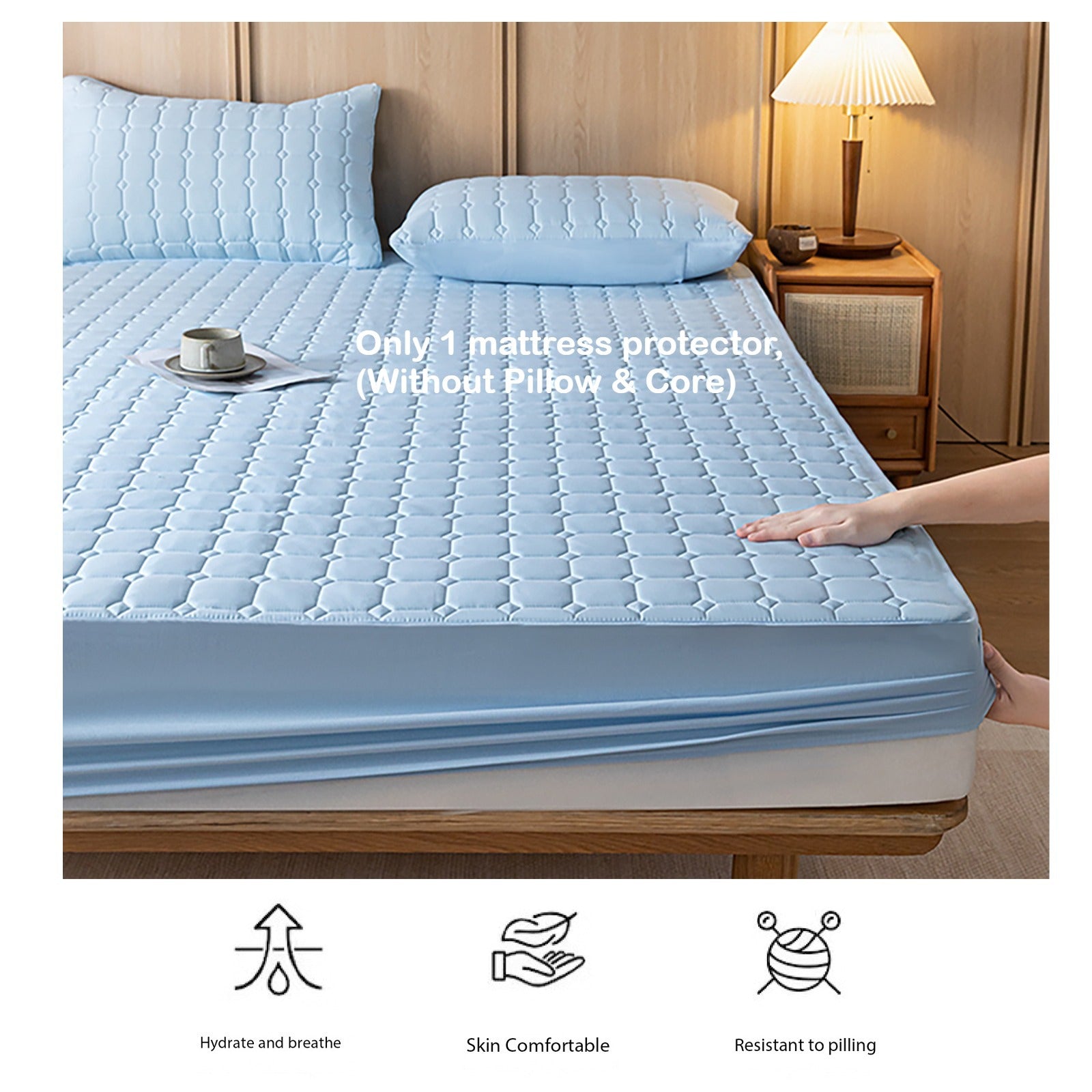 1pc Waterproof Soft Fitted Sheet, Bedding, Comfortable Multifunctional Mattress Protector, Suitable for Bedroom, Guest Room, Apartment, Machine Washable, Fade-Resistant - Perfect for Hotel and Home s, Full Size Sheets, (Excluding Pillowcase)