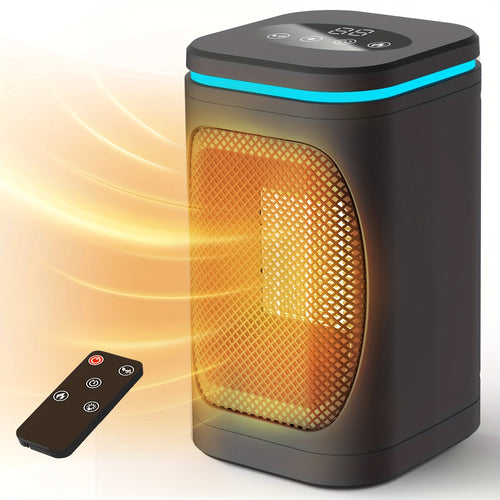 Portable Space Heater 1500W PTC Indoor – Freeice Electric Heater with Coloured Light, Remote Control, Timer, Digital Display & Overheat Protection for Bedroom, Home & Office