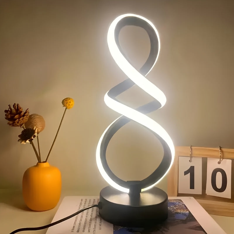 1/2pcs Spiral LED Table Lamp, Dimmable Modern Push Button Control Desk Light, 10 Adjustable Brightness, Metal Power Supply, Indoor Use for Bedroom, Living Room, Office, Home Decor, Perfect for Birthdays, Christmas, Valentine's, New Year Gift