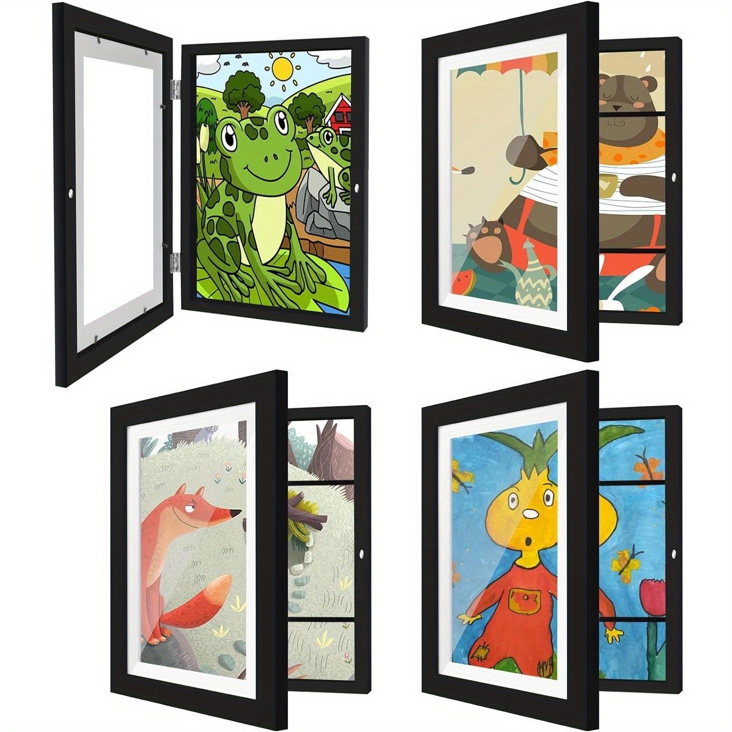 Kids Art Frames 8.5x11 Front Opening Changeable White – Artwork Display Storage Frame for Wall Holds 130pcs, 3D Pictures Crafts Portfolio, 4-Pack (Christmas Gift)