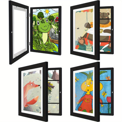 Kids Art Frames 8.5x11 Front Opening Changeable White – Artwork Display Storage Frame for Wall Holds 130pcs, 3D Pictures Crafts Portfolio, 4-Pack (Christmas Gift)