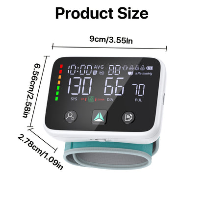 Wrist Blood Pressure Monitor with Voice Broadcast, Dual User Mode 2x120 Memory, LED Color AHA Indicator, 800mAh Rechargeable Battery, Storage Case & Charging Cable Included | ShopVora CA