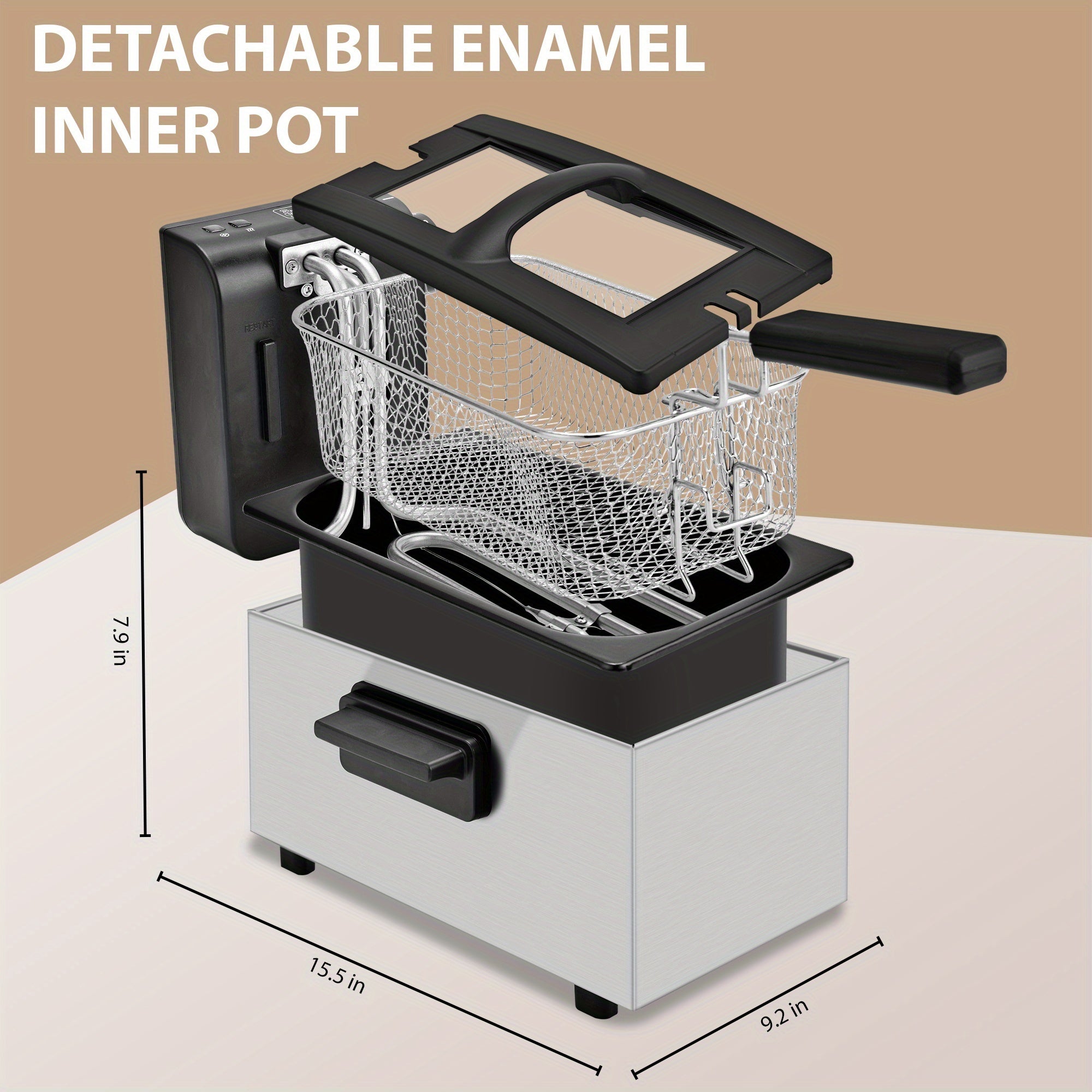 Electric Deep Fryer with Basket 84.5oz / 1.59gal – Stainless Steel, Adjustable Temperature & Timer, Odor Filter Lid, Easy Clean, Perfect for Fried Chicken, Fish, Fries & Donuts
