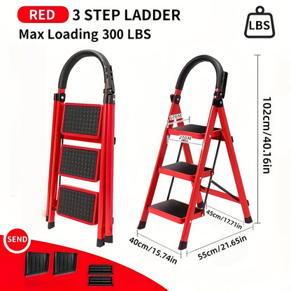 Heavy-Duty Folding Step Ladder 250–450 lb Capacity – A-Frame Metal with Non-Slip Steps, Wide Base & Locking System, 3/4/5-Step Foldable Design for Home, Garage & Outdoor Use