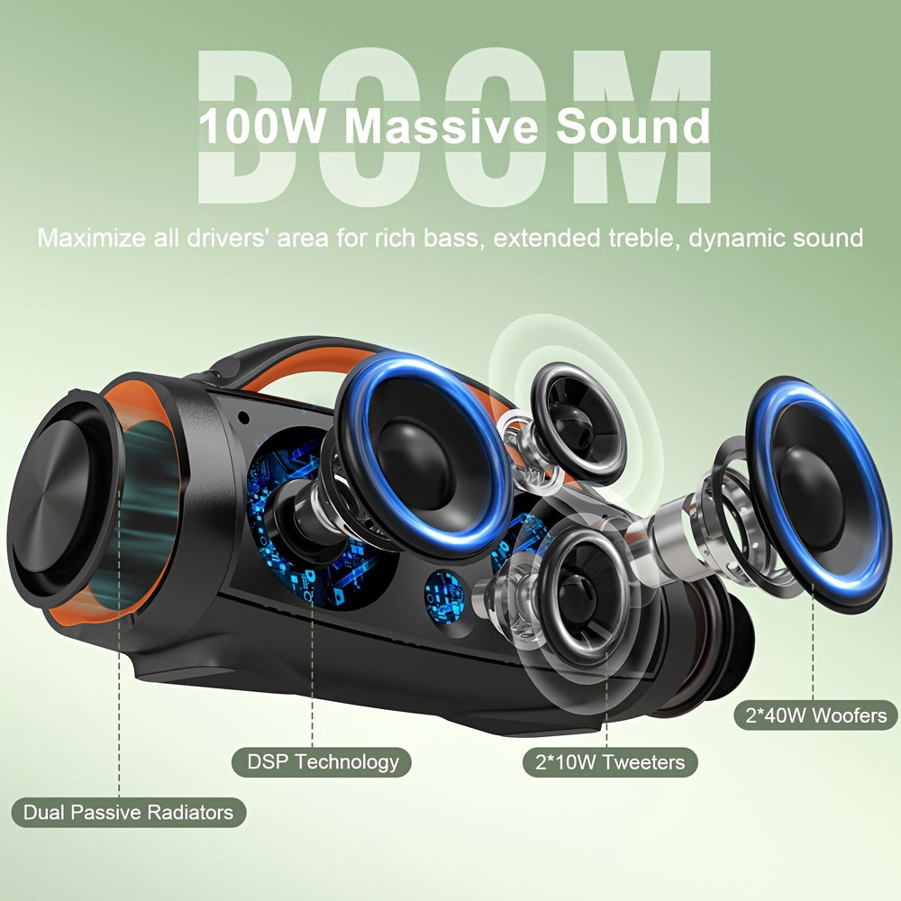 Outdoor Bluetooth Speaker 100W DOSS IPX6 Waterproof Portable Party Speaker with LED Lights – Bluetooth 5.3, 20H Playtime, 10400mAh Power Bank for Camping Beach BBQ | ShopVora CA