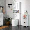 Bathroom Space Saver Cabinet, Adjustable Bottom Bar, Over-The-Toilet Storage Unit, 4-Tier Adjustable Shelf Organizer, White