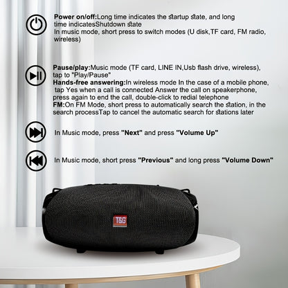 TG534 Portable Bluetooth Speaker with TWS Stereo Hi-Res Audio, Dual Speakers, FM Radio, TF Card, U Disk & Hands-Free Calls – Wireless Speaker for Phone, Tablet & TV Canada